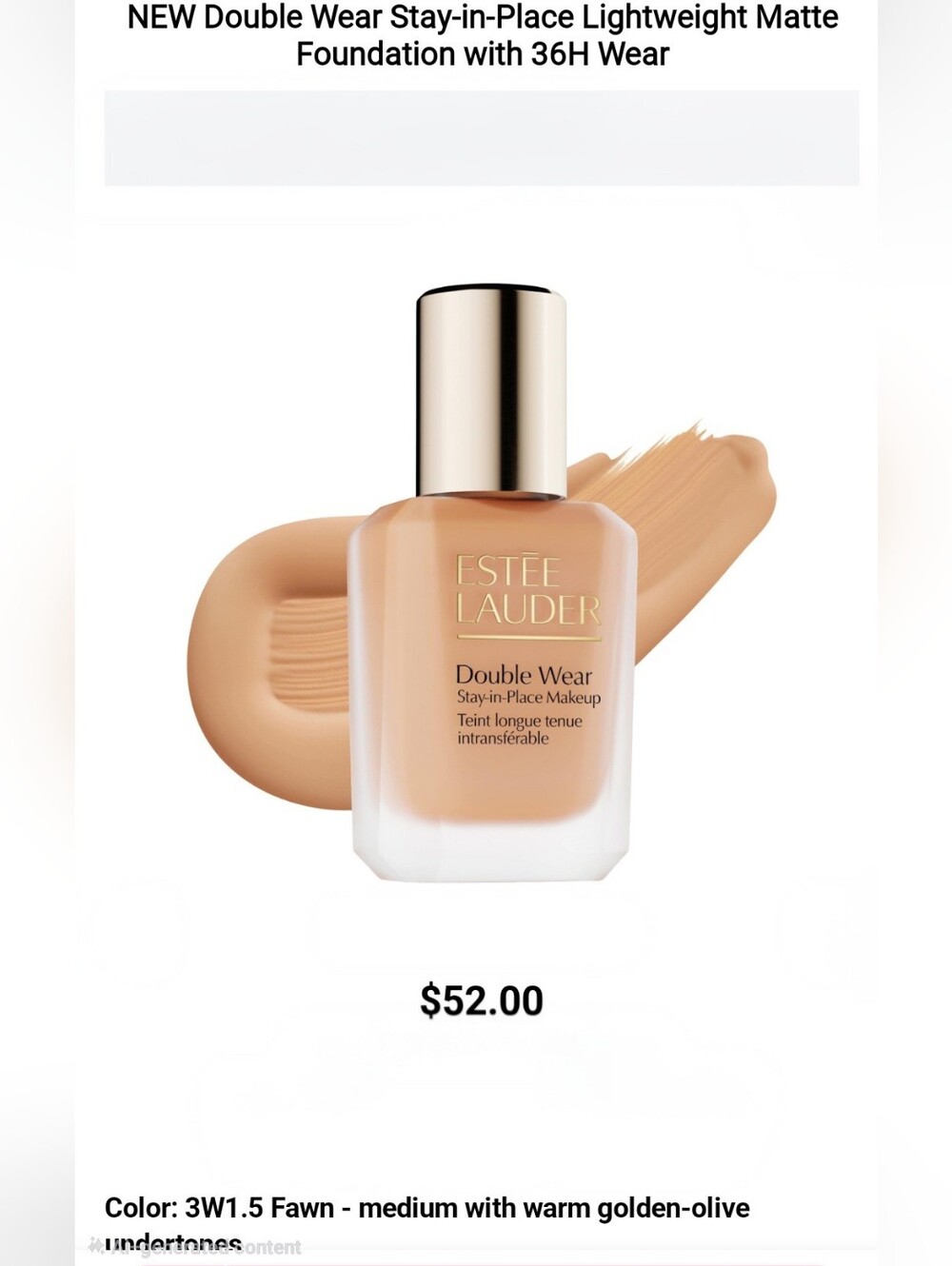 Estée Lauder Double Wear Foundation - 3W1.5 Fawn
